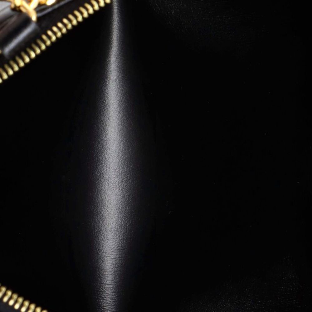 Celine Cuir Triomphe Zip Around Chain Clutch Leather Black - Picture 5 of 6